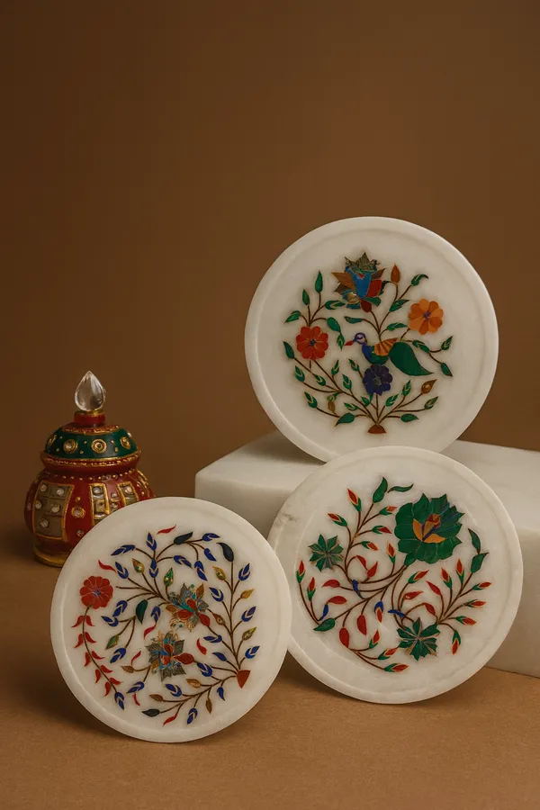 Marble_Floral_Inlay_Decorative_Plates_Set