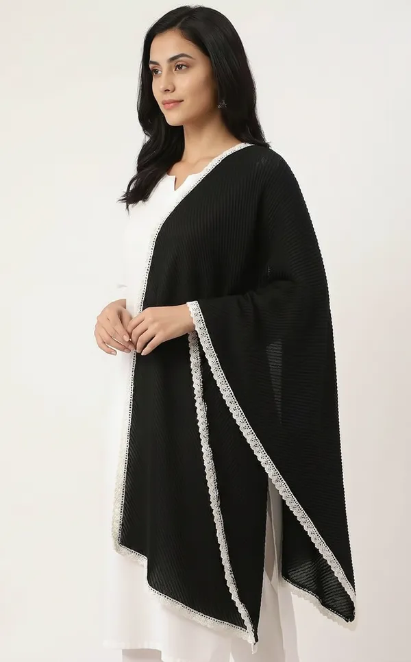 Black_Chiffon_Textured_Lace_Trim_Dupatta_For_Women