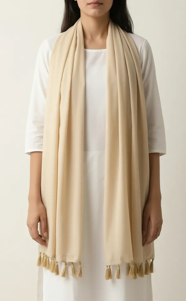Beige_Tassel_Trim_Stole_for_Women