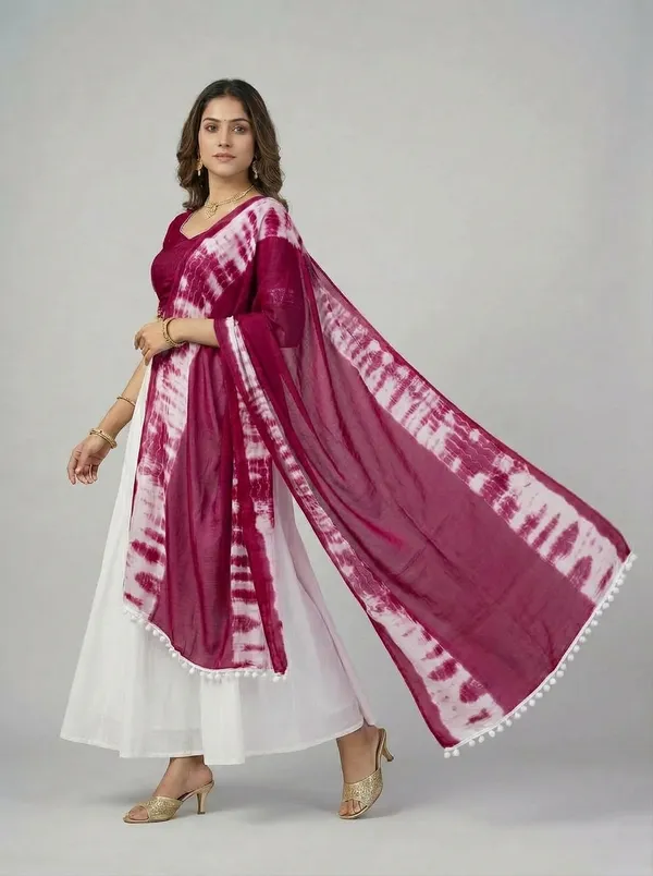 Wine_Chiffon_Printed_Dupatta_For_Women