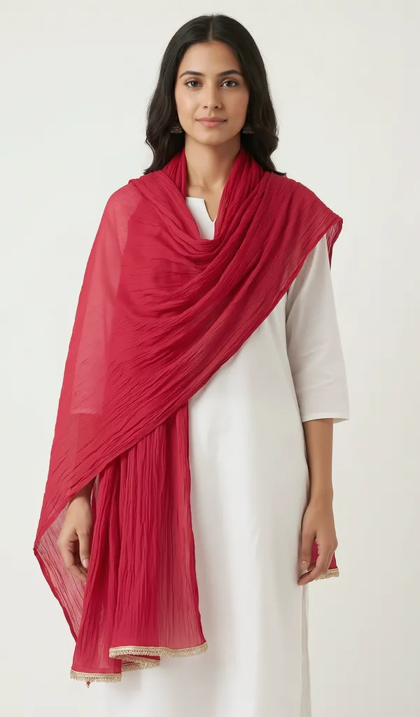 Red_Chiffon_Crinkle_Sheer_Dupatta_For_Women