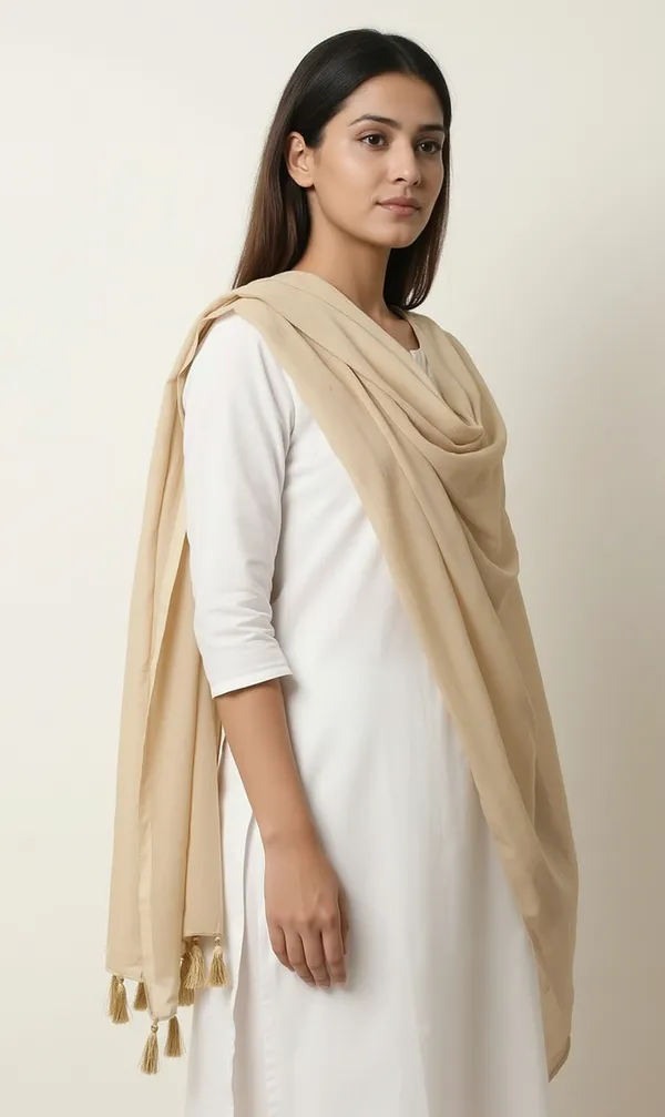 Beige_Tassel_Trim_Stole_for_Women