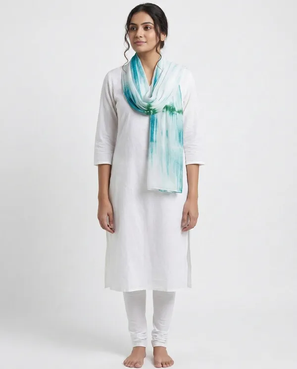 White_Blue_Chiffon_Printed_Long_Dupatta_For_Women