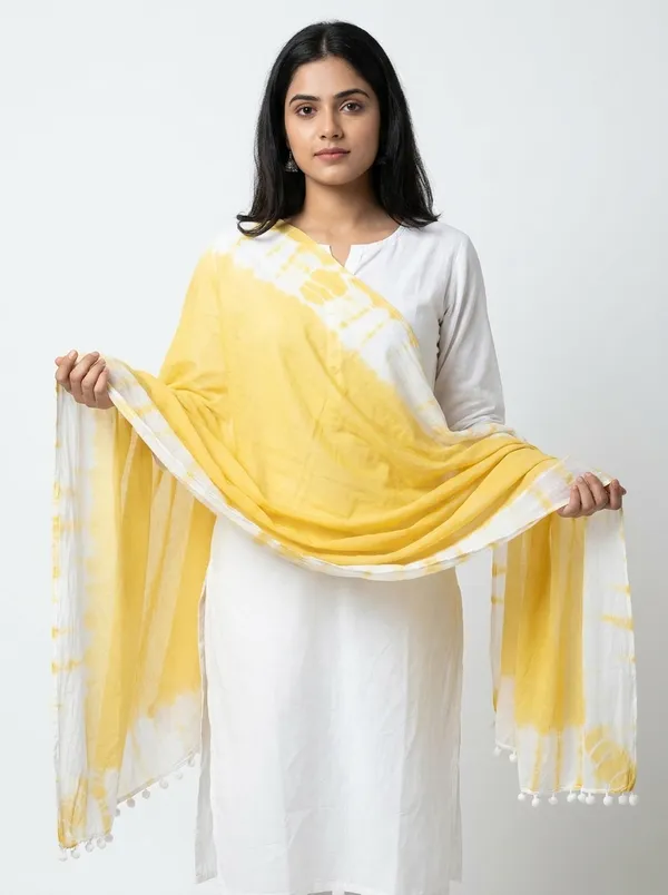 Yellow_Chiffon_Sheer_Tie-Dye_Dupatta_For_Women