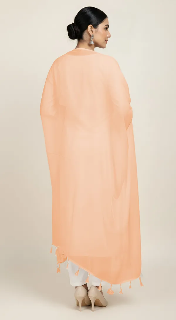 Peach_Solid_Tassel_Dupatta_For_Women