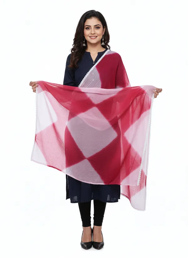 Maroon_White_Chiffon_Sheer_Printed_Dupatta_For_Women