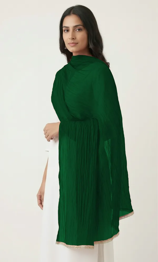 Green_Chiffon_Scalloped_Lace_Border_Dupatta_For_Women