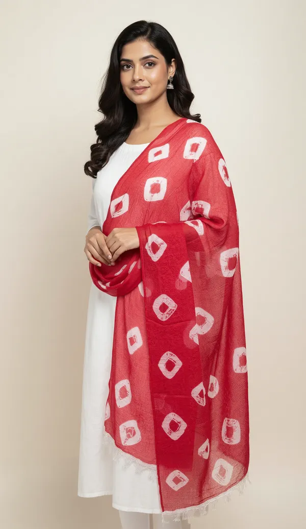 Red_Chiffon_Geometric_Printed_Dupatta_For_Women