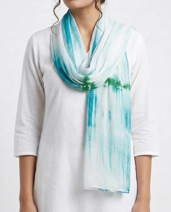 White_Blue_Chiffon_Printed_Long_Dupatta_For_Women