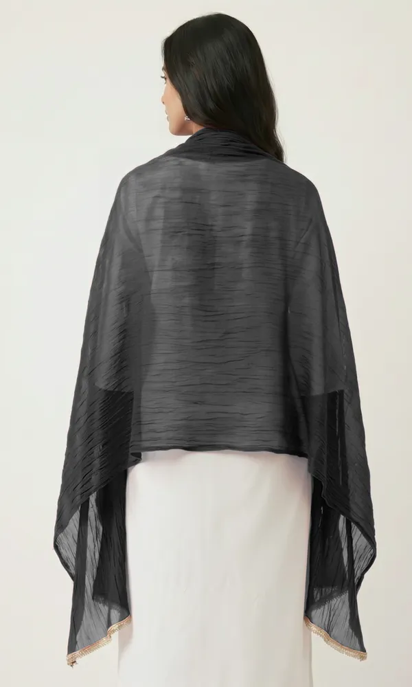 Black_Chiffon_Crinkle_Sheer_Dupatta_For_Women