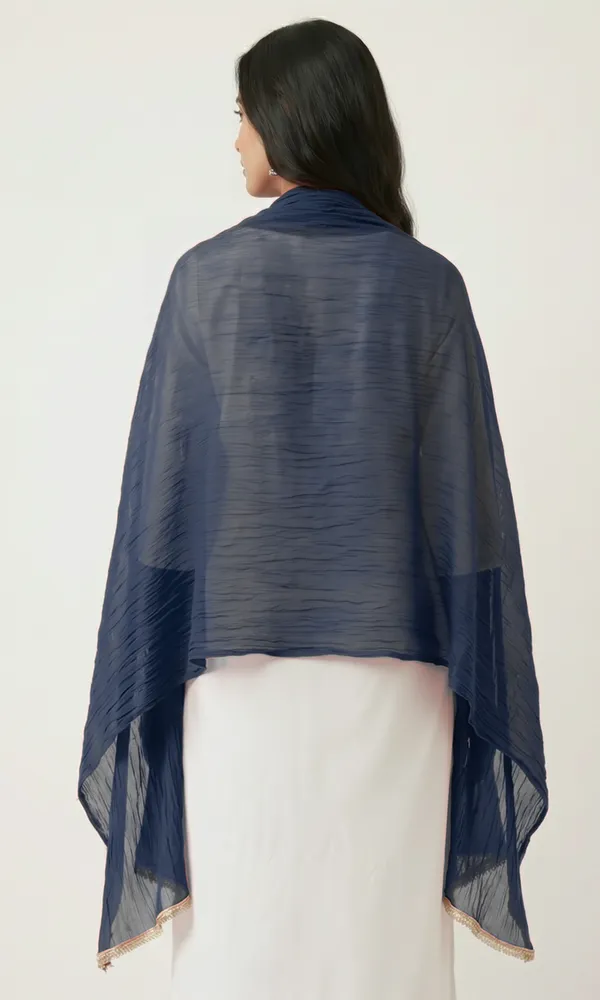 Navy_Blue_Chiffon_Sheer_Lace_Trim_Dupatta_For_Women