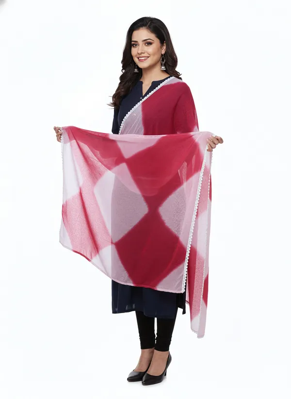 Maroon_White_Chiffon_Sheer_Printed_Dupatta_For_Women