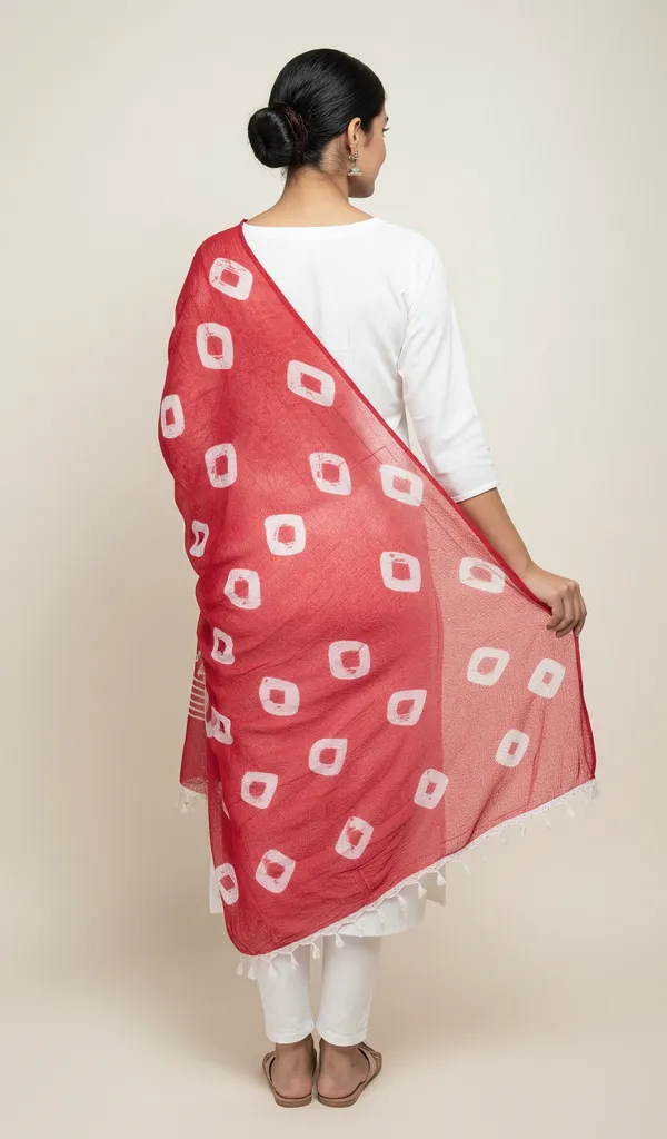 Red_Chiffon_Geometric_Printed_Dupatta_For_Women