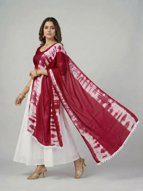 Maroon_Chiffon_Printed_Ethnic_Dupatta_For_Women