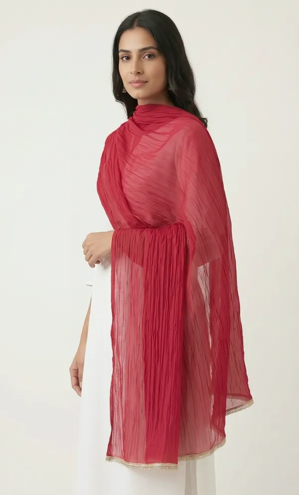 Red_Chiffon_Crinkle_Sheer_Dupatta_For_Women