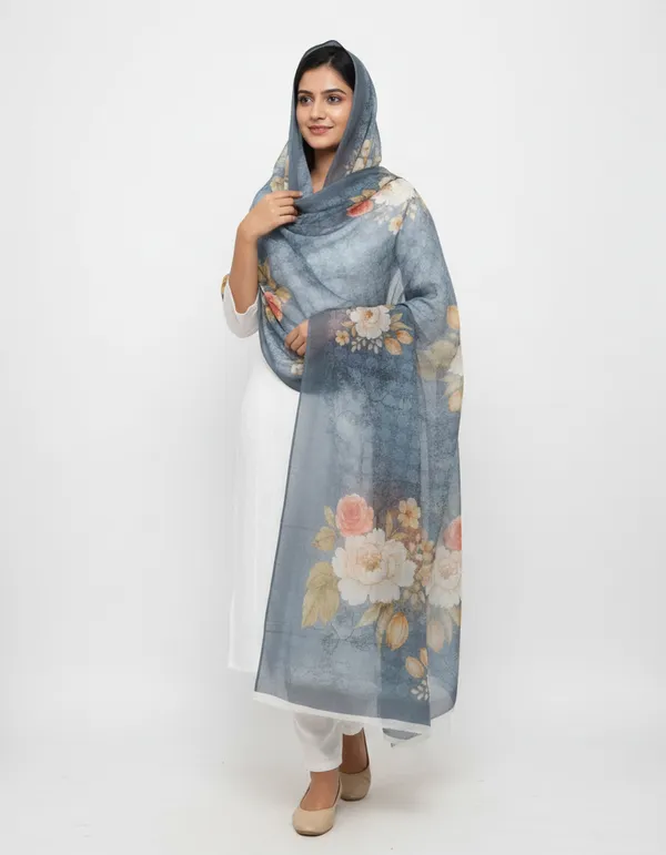 Blue_Chanderi_Silk_Floral_Print_Dupatta_For_Women