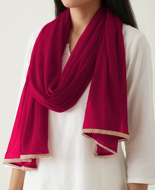 Maroon_Pleated_Lace_Trim_Dupatta_for_Women