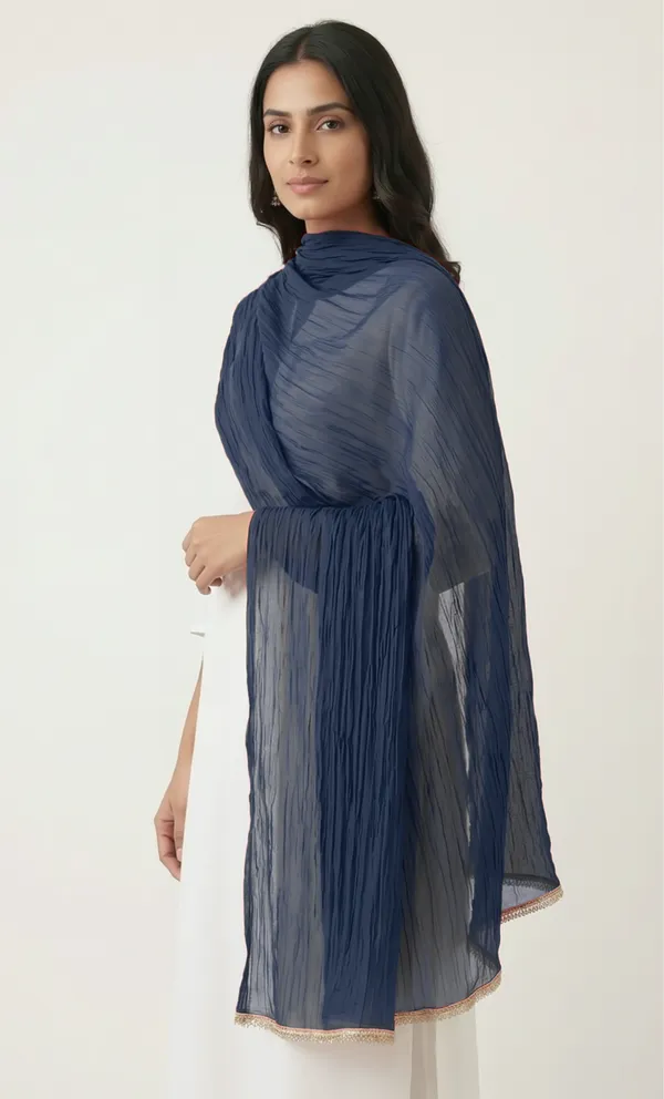 Navy_Blue_Chiffon_Sheer_Lace_Trim_Dupatta_For_Women