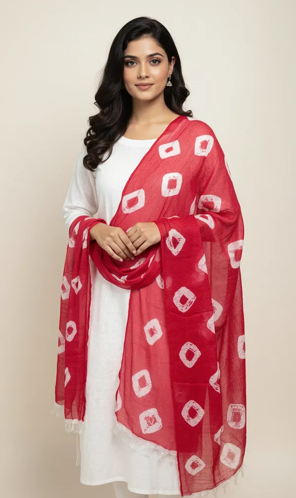 Red_Chiffon_Geometric_Printed_Dupatta_For_Women