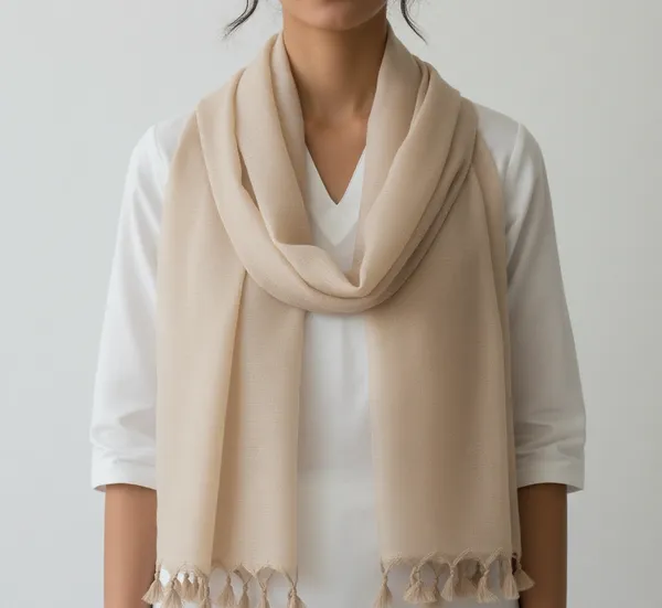 Beige_Tassel_Trim_Stole_for_Women