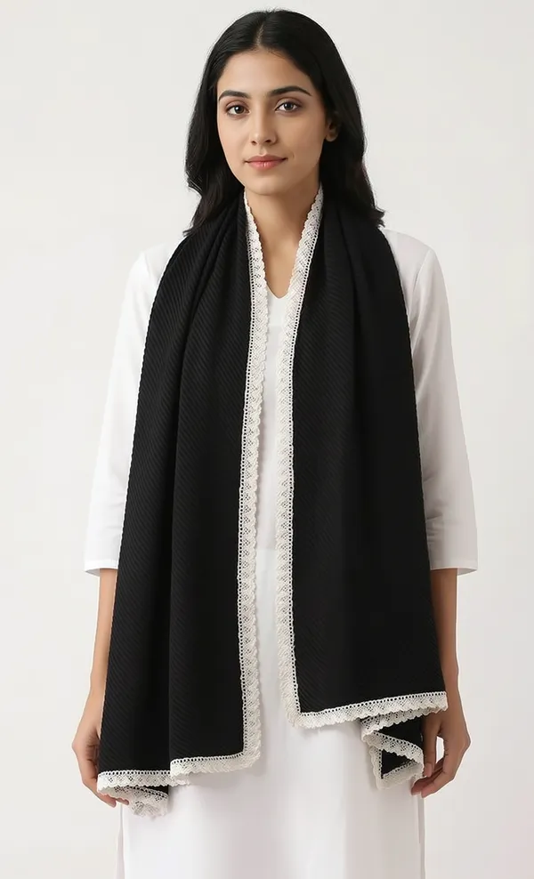 Black_Textured_Lace_Trim_Dupatta_For_Women