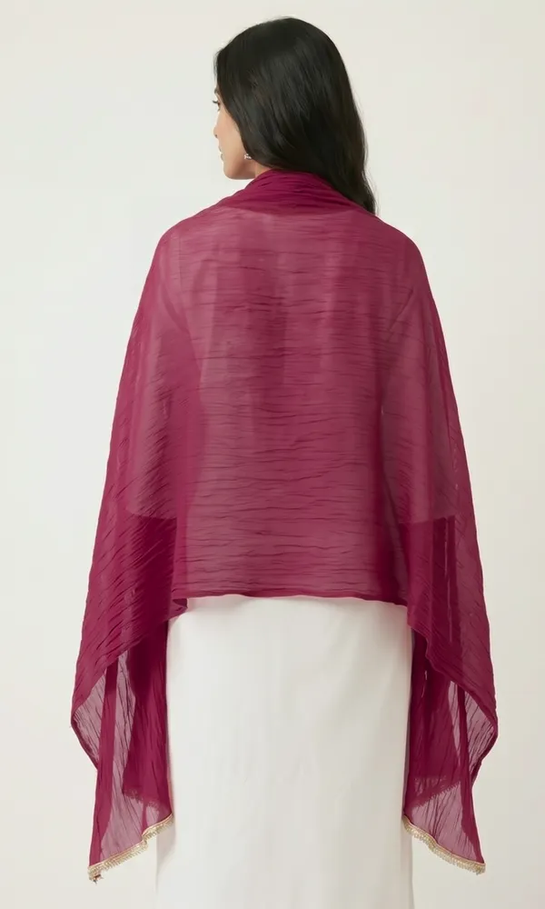 Magenta_Chiffon_Crinkled_Sheer_Dupatta_For_Women