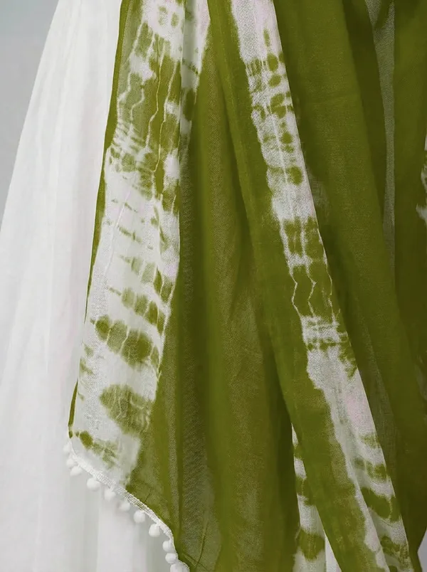 Olive_Green_Chiffon_Printed_Anarkali_Dupatta_For_Women