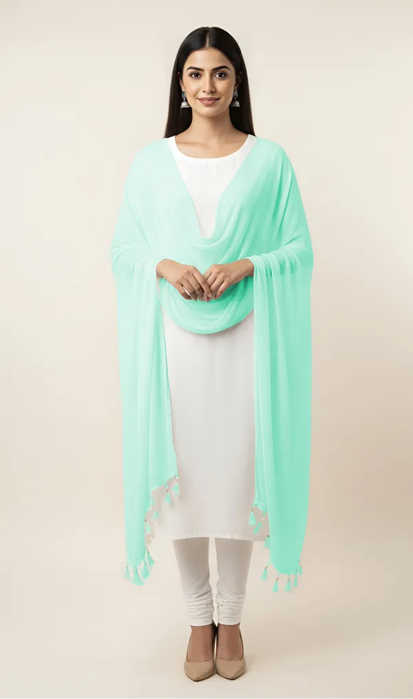 Mint_Green_Sheer_Tassel_Dupatta_for_Women
