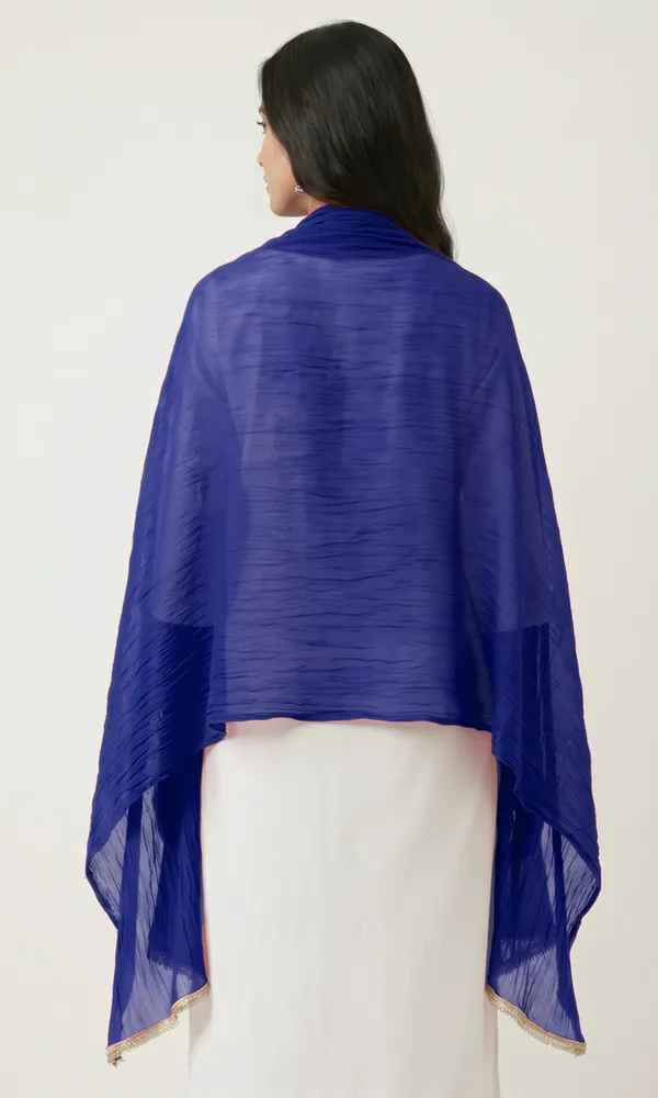 Blue_Chiffon_Sheer_Pleated_Dupatta_For_Women