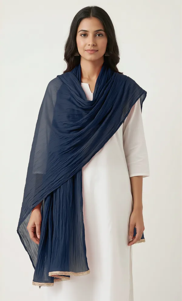 Navy_Blue_Chiffon_Sheer_Lace_Trim_Dupatta_For_Women