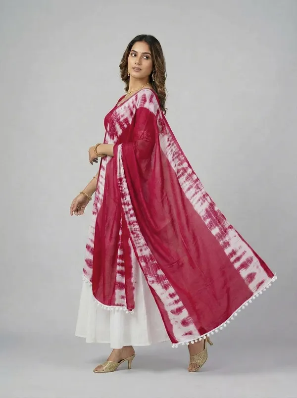Maroon_Chiffon_Printed_Ethnic_Dupatta_For_Women