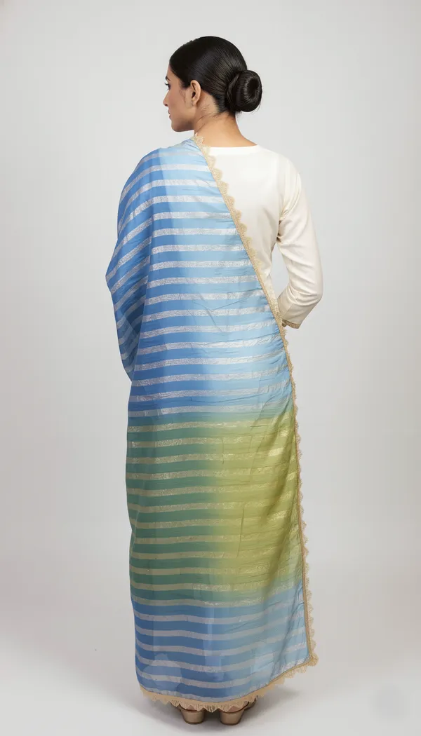 Blue_Green_Chanderi_Silk_Striped_Dupatta_For_Women