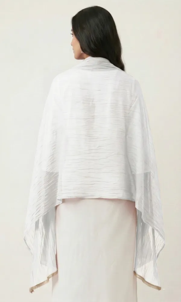 White_Chiffon_Embellished_Gold_Trim_Dupatta_For_Women