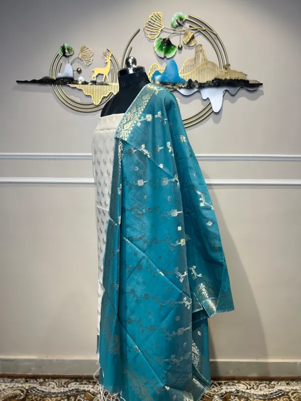 Teal_Woven_Floral_Suit_for_Women