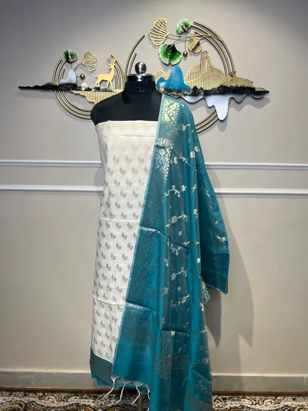 Teal_Woven_Floral_Suit_for_Women