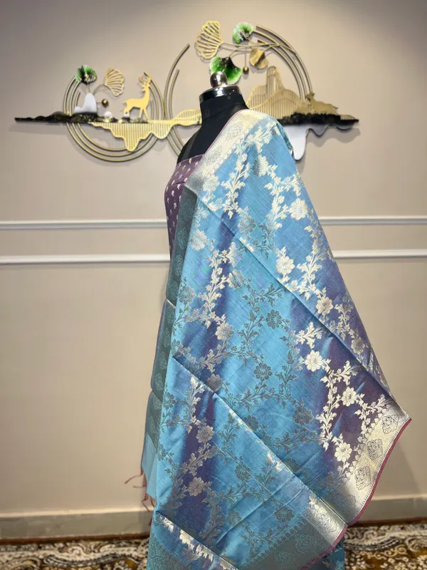 Blue_Floral_Woven_Suit_For_Women