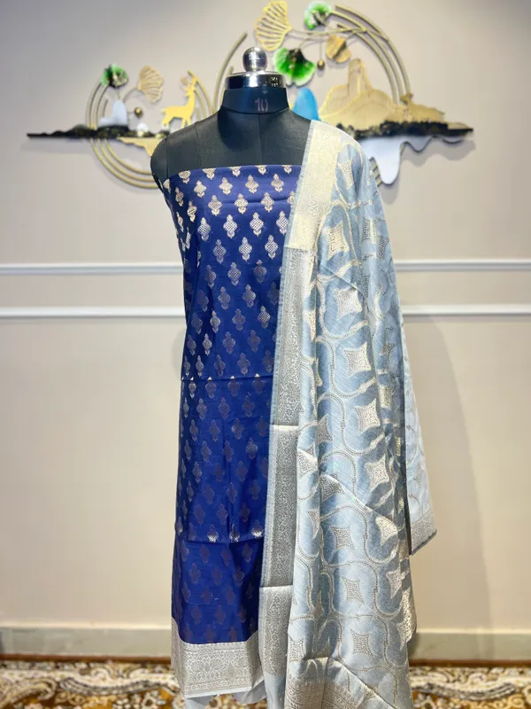 Blue_Brocade_Straight_Suit_Set_for_Women