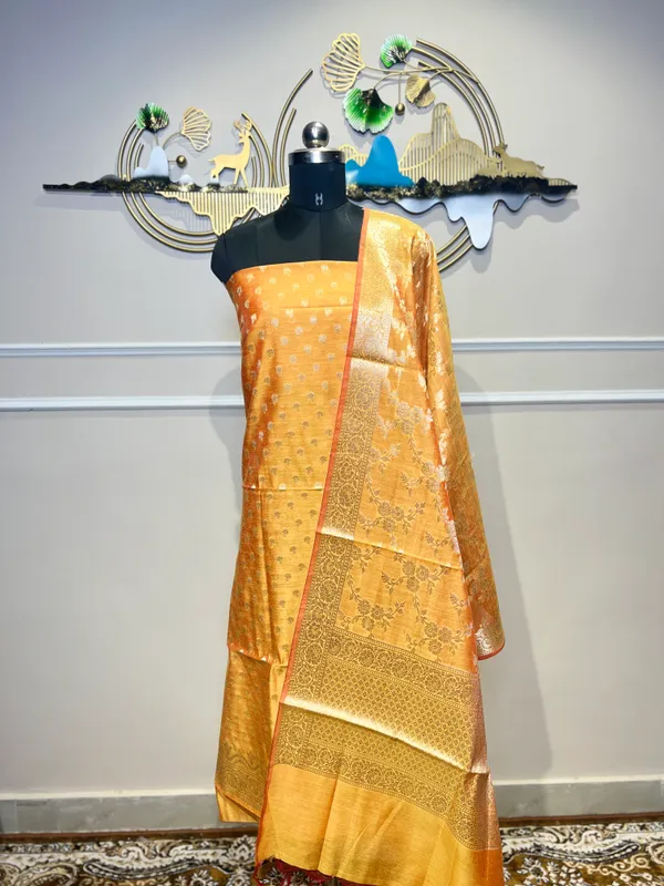 Orange_Woven_Floral_Suit_for_Women