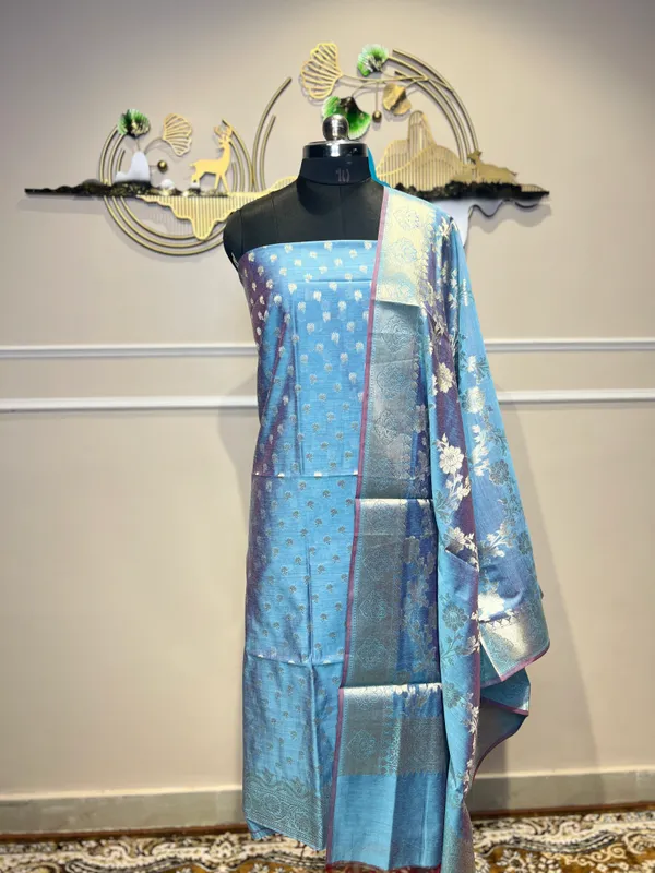 Blue_Floral_Woven_Suit_For_Women