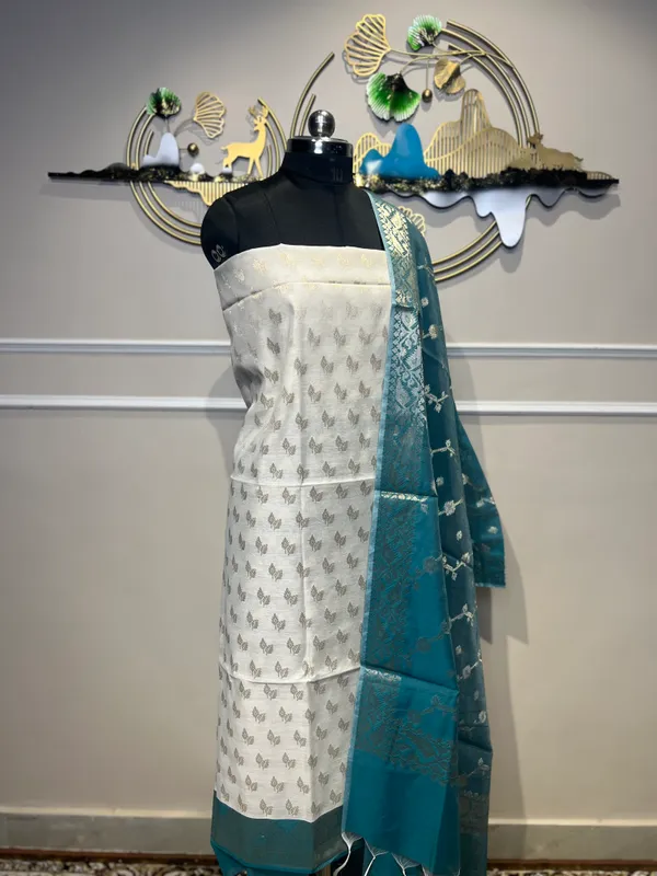 Teal_Woven_Floral_Suit_for_Women
