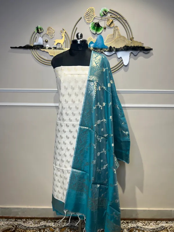 Teal_Woven_Floral_Suit_for_Women