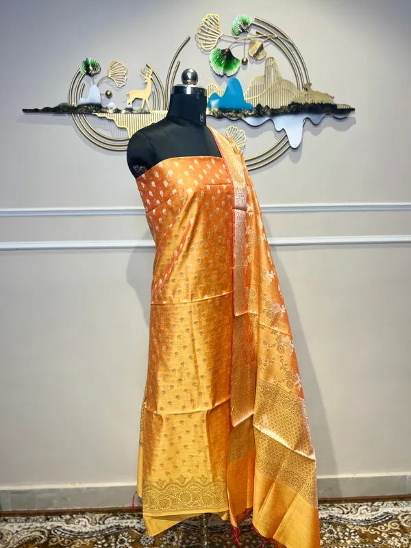 Orange_Woven_Floral_Suit_for_Women
