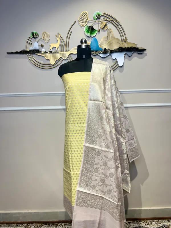 Yellow_Woven_Floral_Suit_for_Women