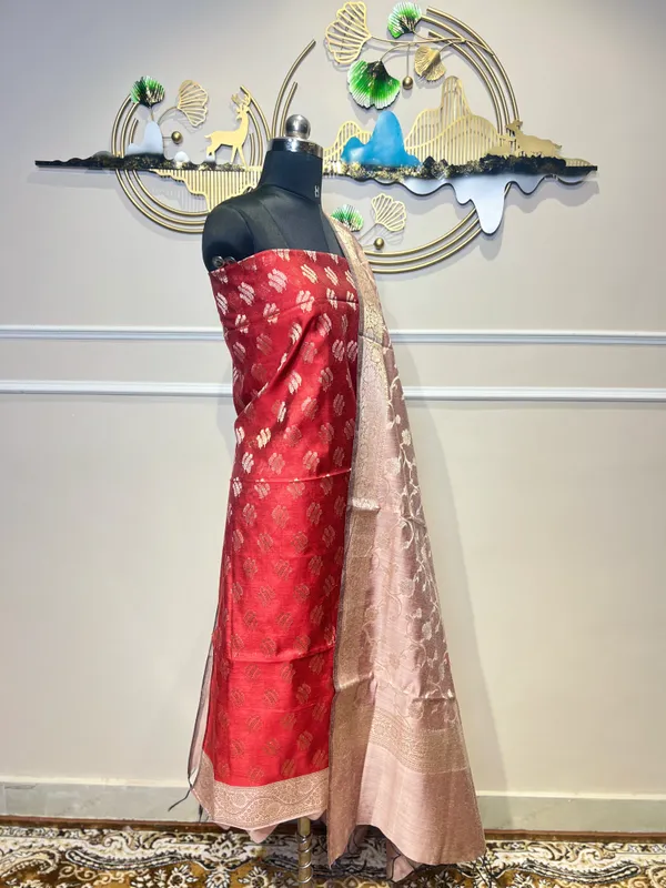 Red_And_Pink_Brocade_Suit_for_Women