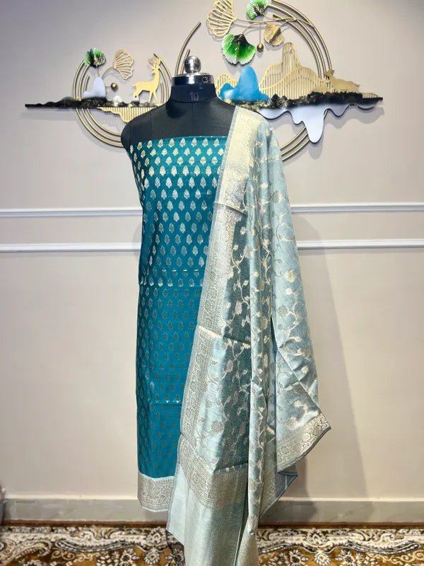 Blue_Floral_Woven_Suit_for_Women