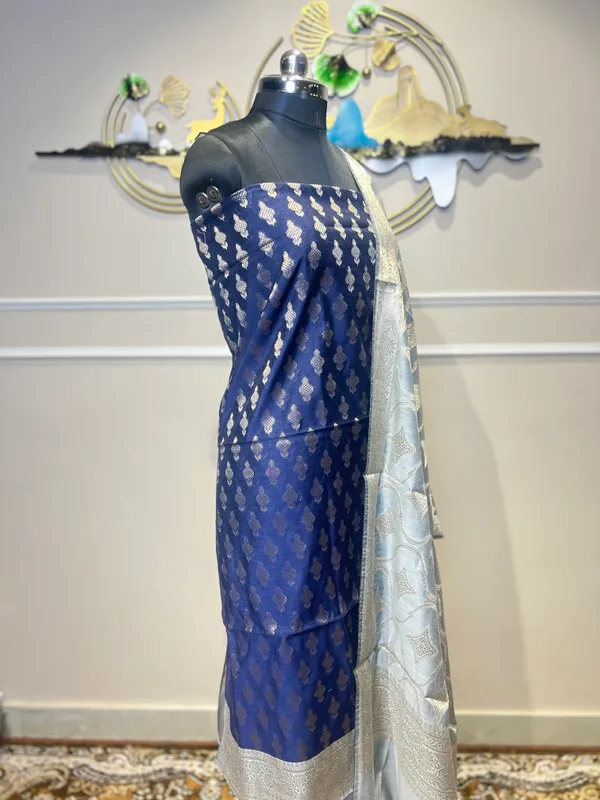 Blue_Brocade_Straight_Suit_Set_for_Women