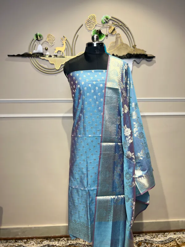 Blue_Floral_Woven_Suit_For_Women