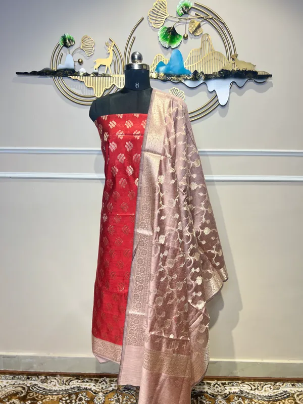 Red_And_Pink_Brocade_Suit_for_Women