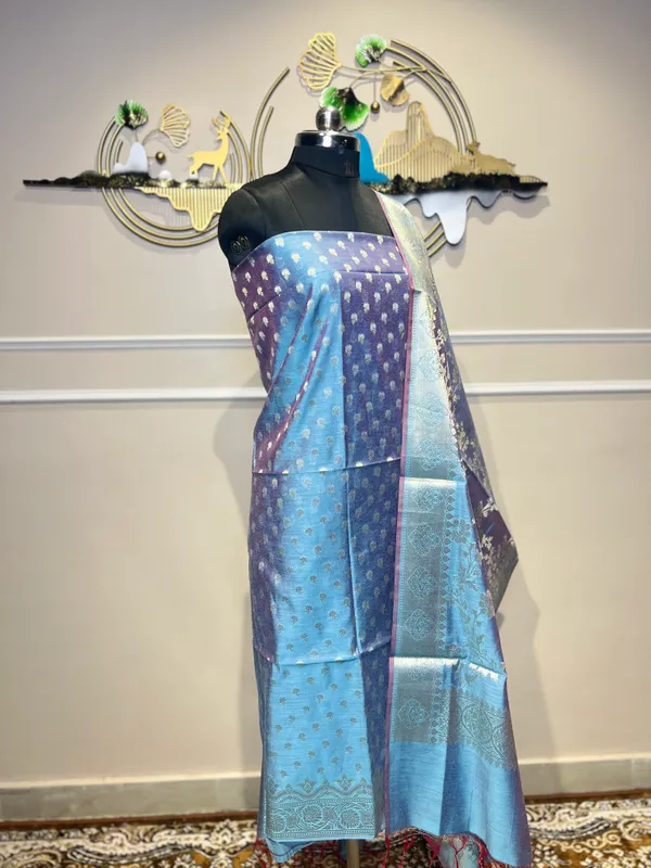 Blue_Floral_Woven_Suit_For_Women