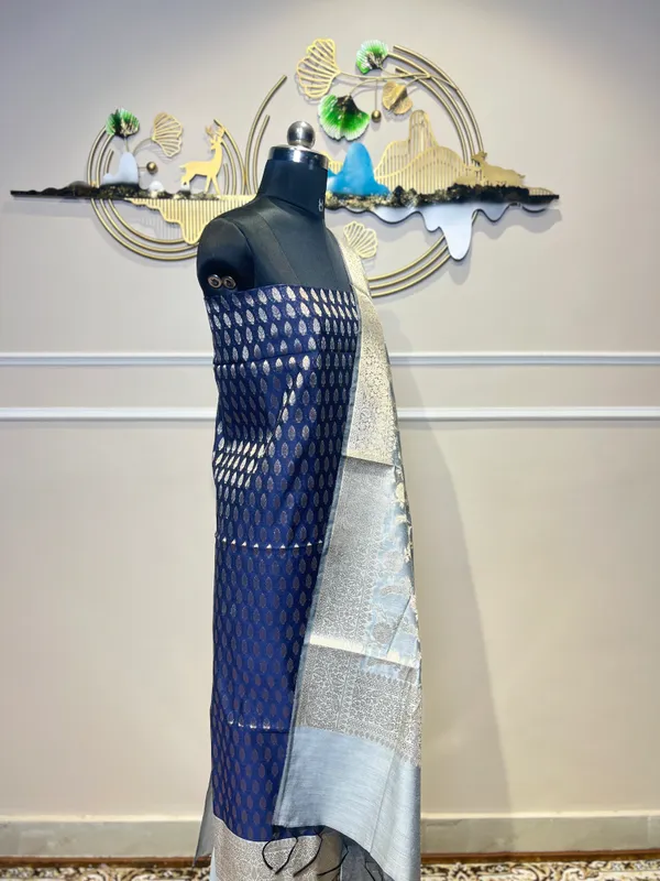 Blue_Brocade_Floral_Dupatta_For_Women